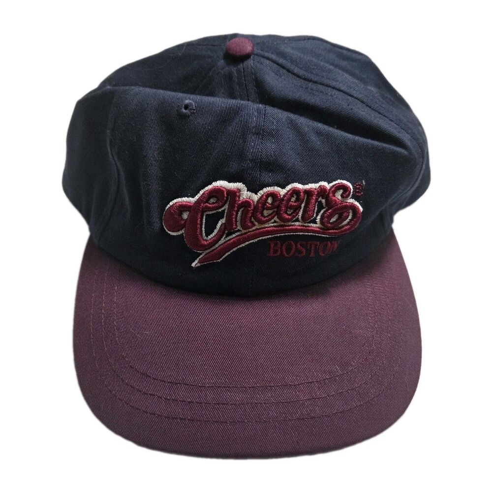 Vintage 1999 Cheers Boston Dad Hat NWT Navy Maroon Two Tone Strapback TV Show